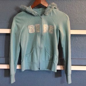 Bebe hoodie , rabbit fur trim size med